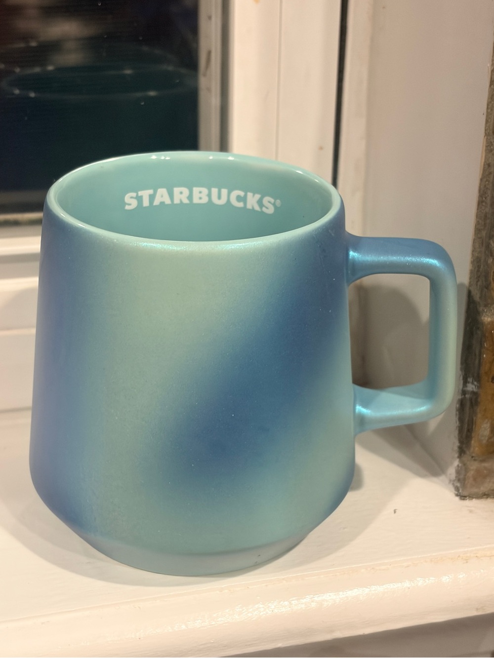 Starbucks Matte Blue-Green Ombre Ceramic Mug